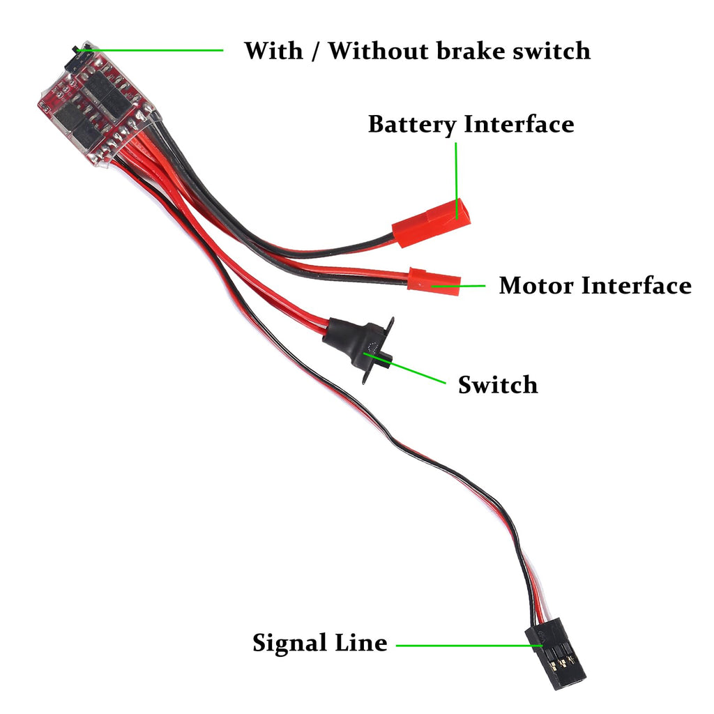 ACEIRMC Mini 20A Brushed ESC 2KHz Forward Reverse Brake for RC Car Boat Tank 5-Pack