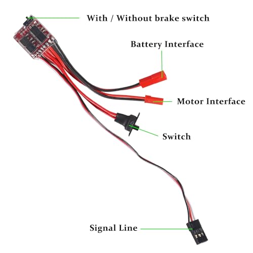 ACEIRMC Mini 20A Brushed ESC 2KHz Forward Reverse Brake for RC Car Boat Tank 5-Pack