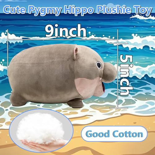 Acgtrick 9-Inch Moo Deng Pygmy Hippo Plushie - Soft Stuffed Animal Pillow for Kids and Adults