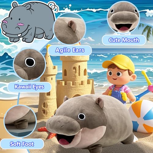 Acgtrick 9-Inch Moo Deng Pygmy Hippo Plushie - Soft Stuffed Animal Pillow for Kids and Adults