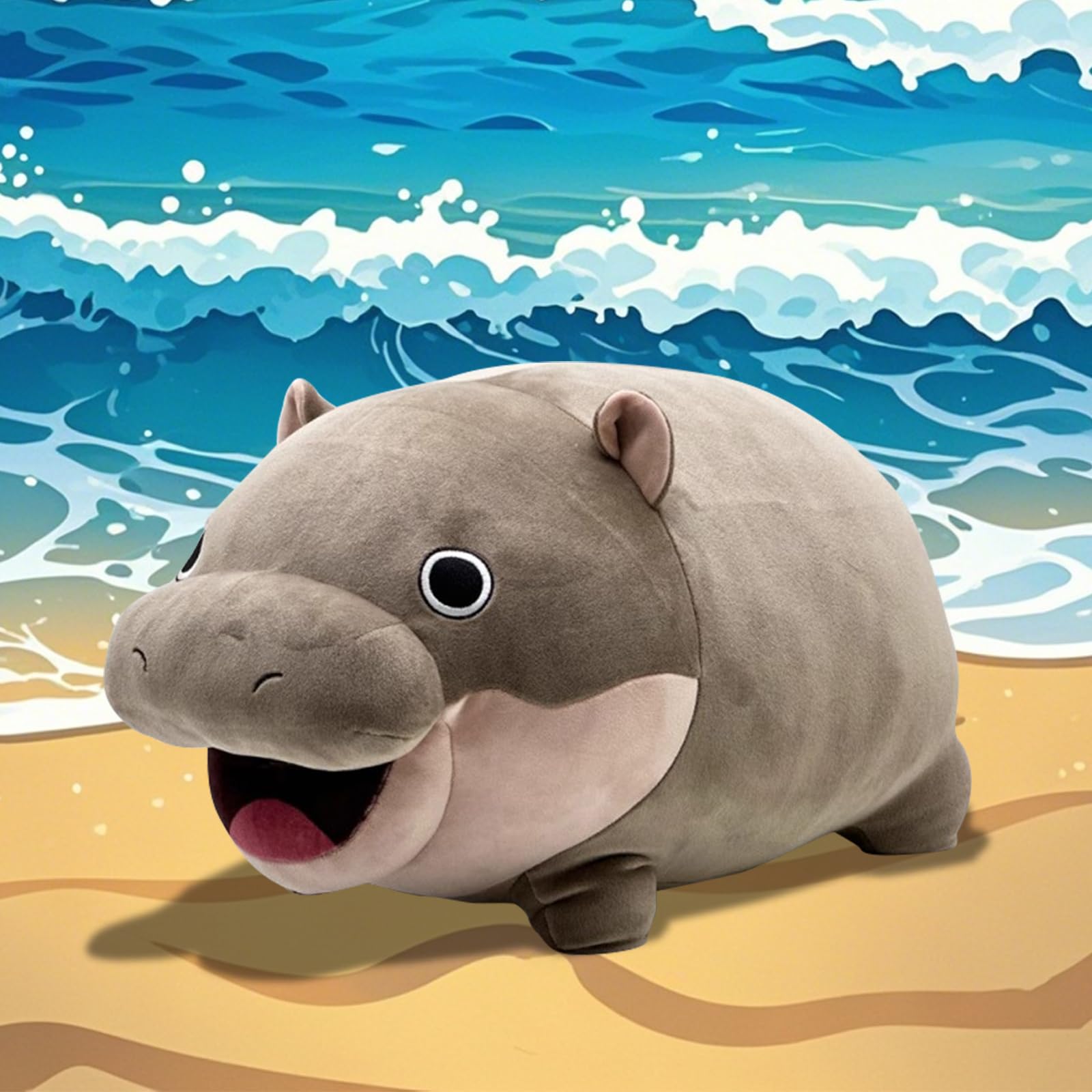 Acgtrick 9-Inch Moo Deng Pygmy Hippo Plushie - Soft Stuffed Animal Pillow for Kids and Adults