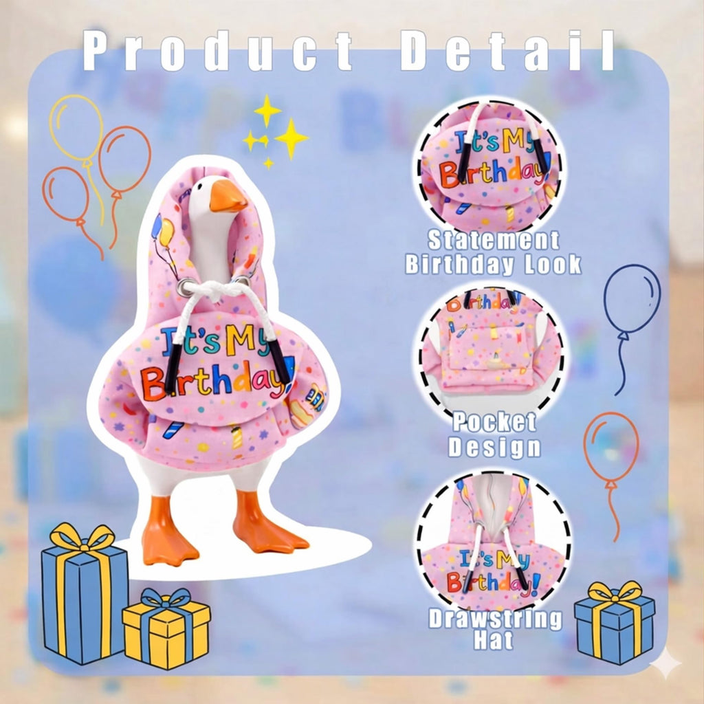 ACHREPLA Birthday Hoodie for 7" Magnetic Desk Goose - Soft, Machine Washable Costume