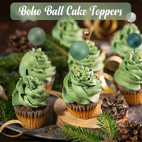 Acmee 115-Piece Green Foam Ball Cake Toppers - 5 Sizes for Jungle Birthday Baby Shower