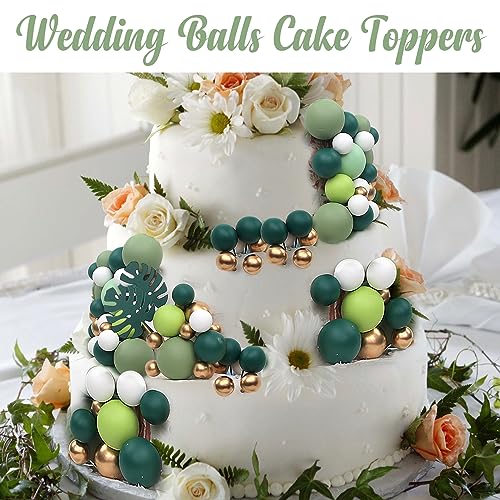 Acmee 115-Piece Green Foam Ball Cake Toppers - 5 Sizes for Jungle Birthday Baby Shower
