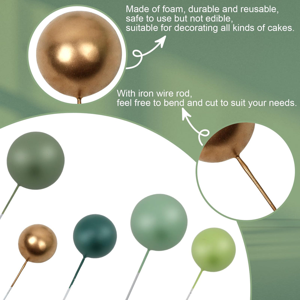 Acmee 115-Piece Green Foam Ball Cake Toppers - 5 Sizes for Jungle Birthday Baby Shower