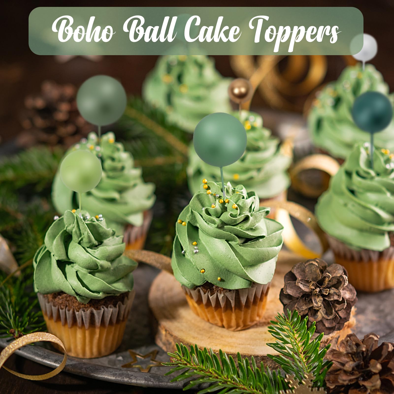 Acmee 115-Piece Green Foam Ball Cake Toppers - 5 Sizes for Jungle Birthday Baby Shower