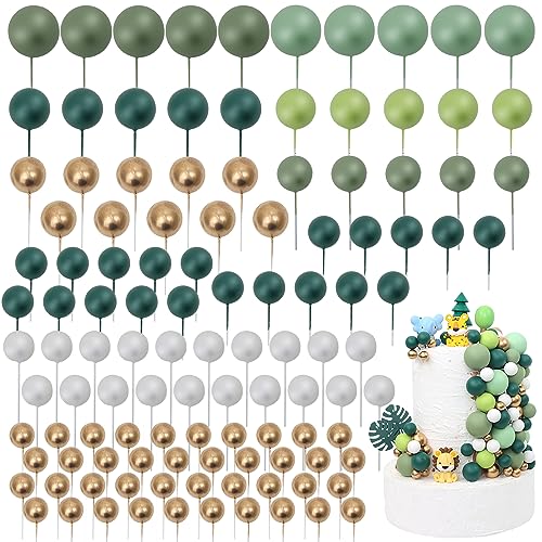 Acmee 115-Piece Green Foam Ball Cake Toppers - 5 Sizes for Jungle Birthday Baby Shower