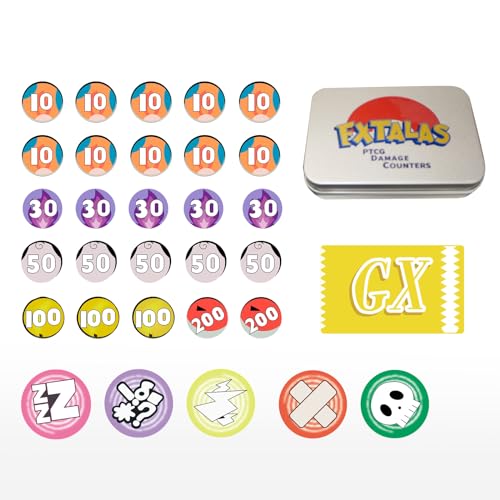 Acrylic Damage & Status Counter Tokens for TCGs - 31-Piece Set with Values 10-200