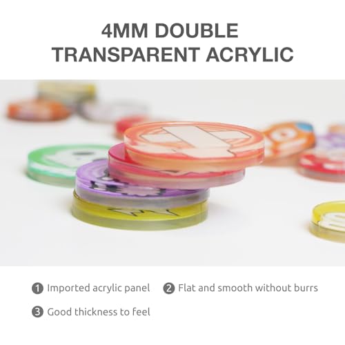 Acrylic Damage & Status Counter Tokens for TCGs - 31-Piece Set with Values 10-200