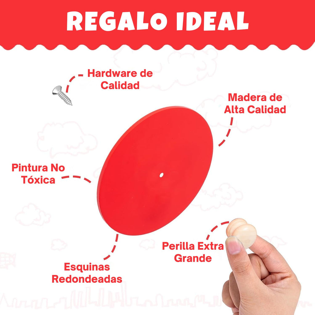 Adena Montessori Mirror Peekaboo Knob Puzzle – Red Circular Acrylic Toddler Puzzle for 6-12 Months