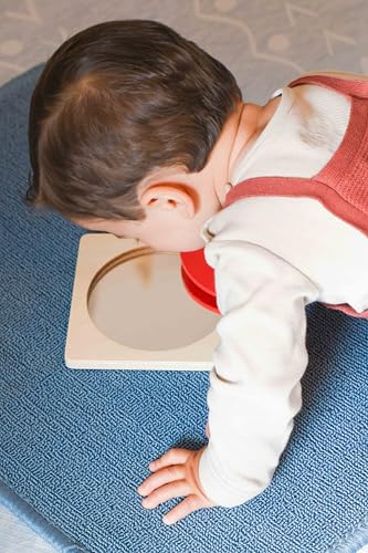 Adena Montessori Mirror Peekaboo Knob Puzzle – Red Circular Acrylic Toddler Puzzle for 6-12 Months
