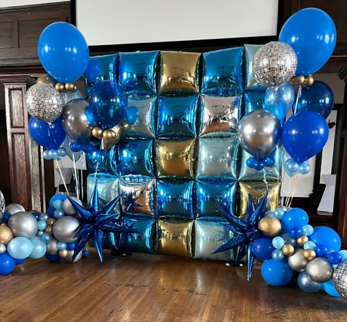 Adorely 25-Pack 19-Inch Blue Square Foil Balloons – Double-Sided Hot Pink & Pearl Pink Balloon Wall Kit for Party Decor