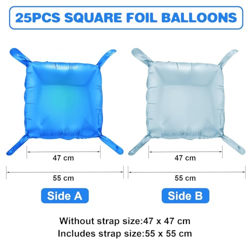 Adorely 25-Pack 19-Inch Blue Square Foil Balloons – Double-Sided Hot Pink & Pearl Pink Balloon Wall Kit for Party Decor