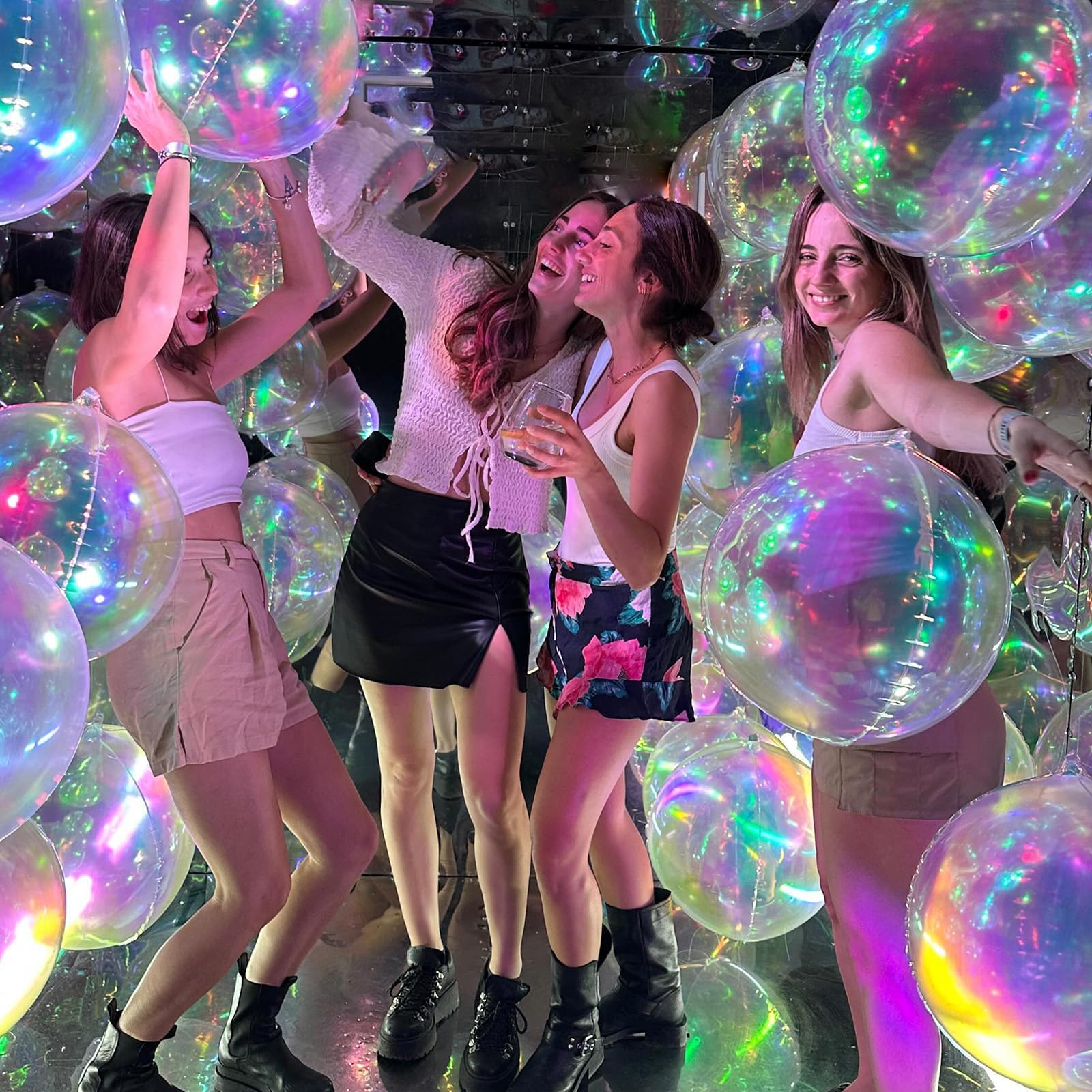 Adorely 6-Pack Iridescent Foil Balloons - 22 Inch Clear 4D Round and Explosion Star Balloons for Party Decor