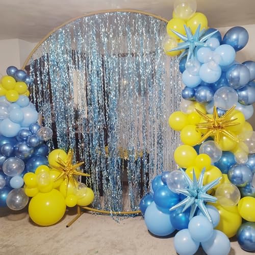 Adorely Blue and Yellow Balloon Arch Kit with Explosion Star Balloons – Cartoon Theme Party Garland for Boys Girls Birthday Baby Shower