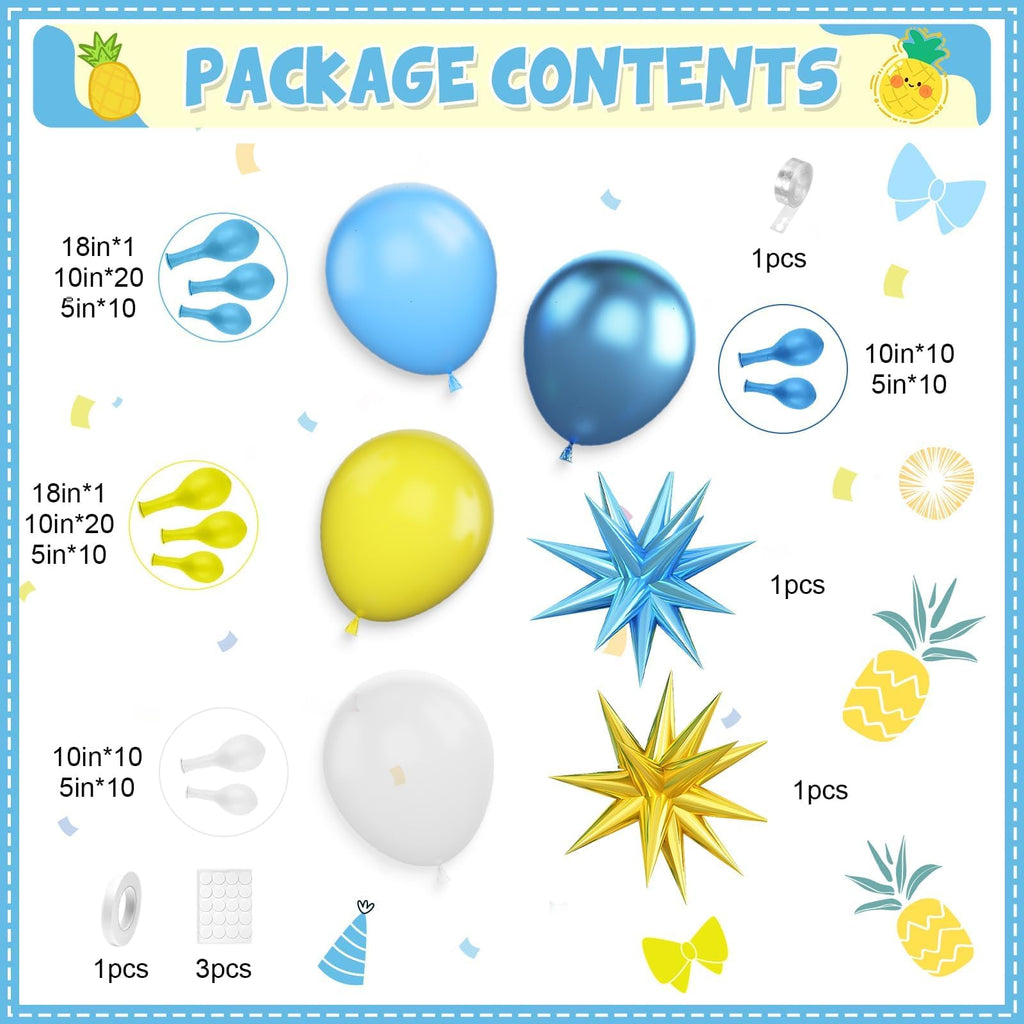 Adorely Blue and Yellow Balloon Arch Kit with Explosion Star Balloons – Cartoon Theme Party Garland for Boys Girls Birthday Baby Shower