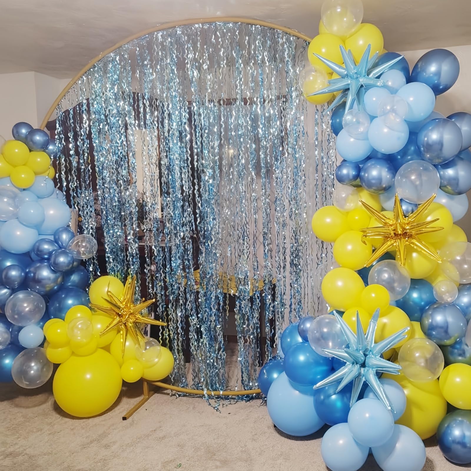 Adorely Blue and Yellow Balloon Arch Kit with Explosion Star Balloons – Cartoon Theme Party Garland for Boys Girls Birthday Baby Shower