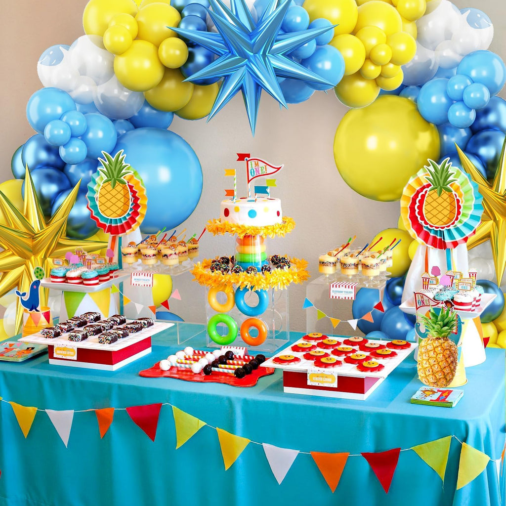 Adorely Blue and Yellow Balloon Arch Kit with Explosion Star Balloons – Cartoon Theme Party Garland for Boys Girls Birthday Baby Shower