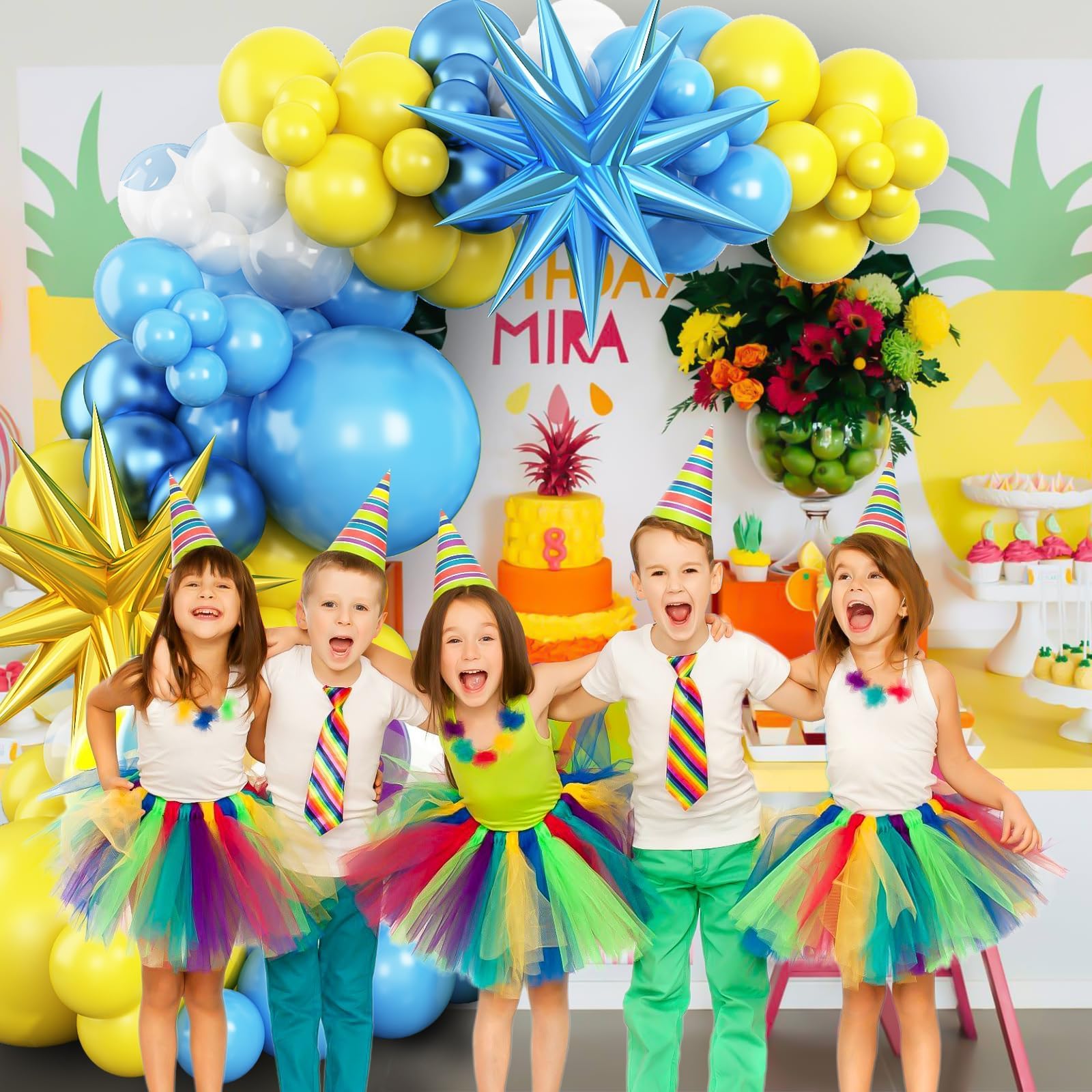 Adorely Blue and Yellow Balloon Arch Kit with Explosion Star Balloons – Cartoon Theme Party Garland for Boys Girls Birthday Baby Shower