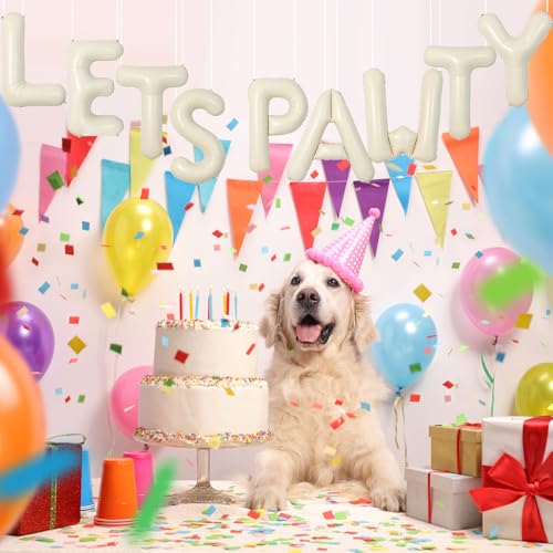 Adorely Cream White Let's Pawty Balloon Banner 40 Inch – Pet Birthday Decor