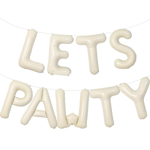 Adorely Cream White Let's Pawty Balloon Banner 40 Inch – Pet Birthday Decor