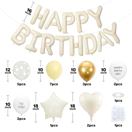 Adorely Pastel Yellow Birthday Balloon Set – 25 Count with Heart & Star Foil Balloons