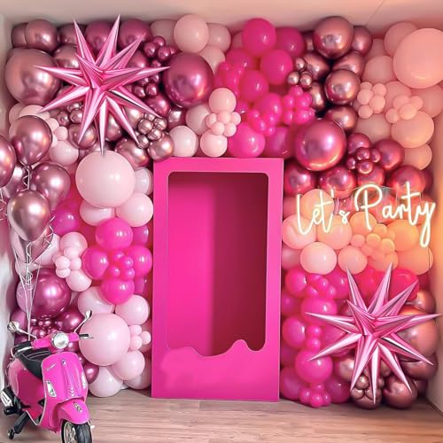 Adorely Pink Balloon Arch Kit – 94-Piece Pastel & Metallic Balloon Garland with Star Foils for Birthday Baby Shower Decorations