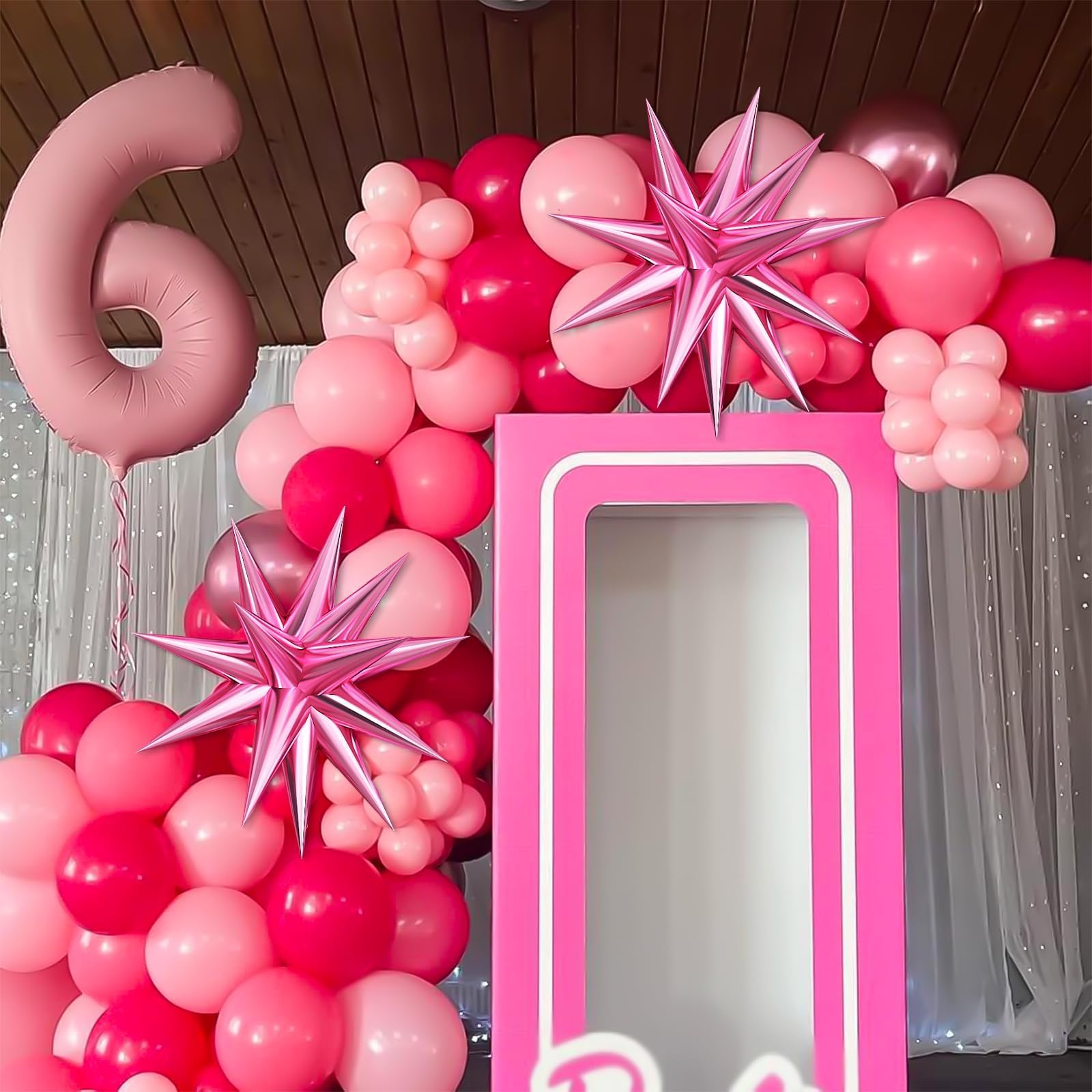 Adorely Pink Balloon Arch Kit – 94-Piece Pastel & Metallic Balloon Garland with Star Foils for Birthday Baby Shower Decorations