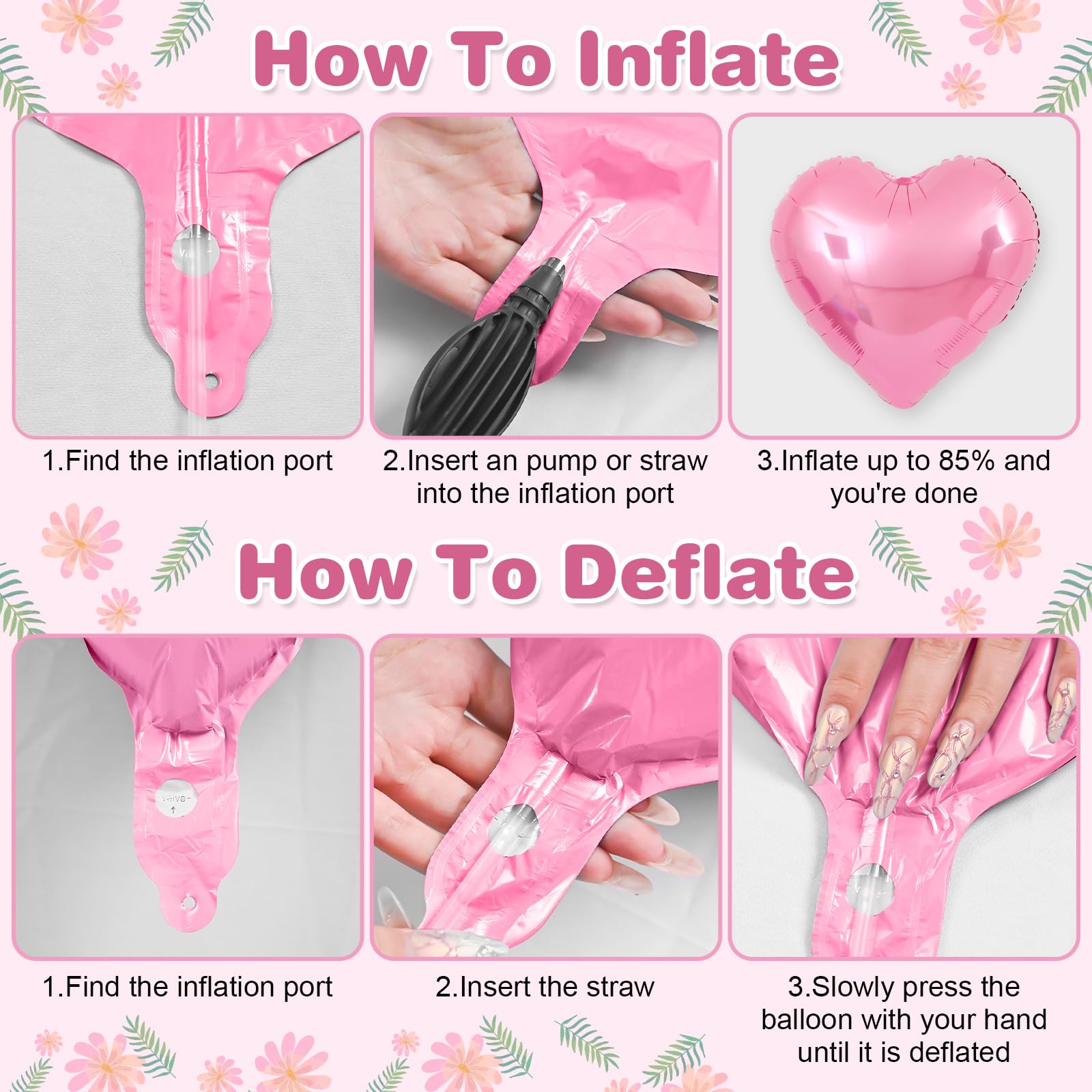 Adorely Pink Welcome Home Balloon Set with Foil Banner, Heart Balloons & Pennant Flags for Baby Shower & Housewarming