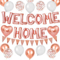 Adorely Rose Gold Welcome Home Balloon Banner Set - Foil Banner, Heart Balloons, Confetti Balloons for Baby Shower Housewarming