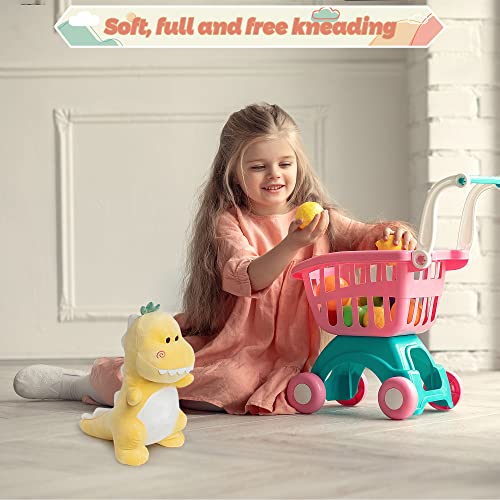 Adorlynetty 12-Inch Yellow Dinosaur Stuffed Animal - Soft Plush T-Rex Toy for Kids and Toddlers