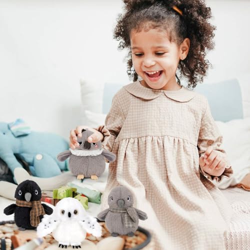 Adorlynetty Crow Plush – 4.5-Inch Soft Stuffed Bird with Shawl, Safe for Kids, Keychain Pendant