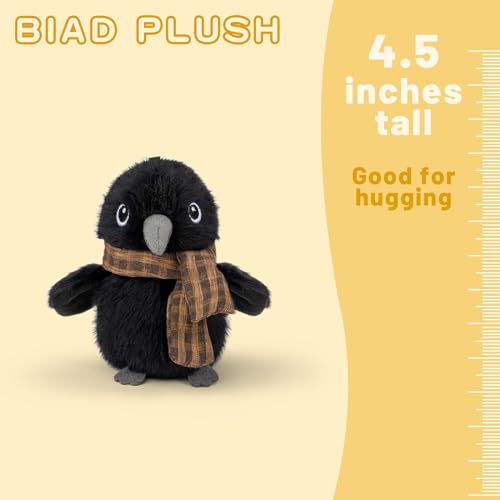 Adorlynetty Crow Plush – 4.5-Inch Soft Stuffed Bird with Shawl, Safe for Kids, Keychain Pendant