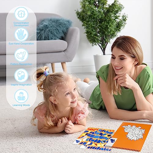 AEAHALY Paint by Sticker Books for Kids Ages 4-8 – Reusable Sticker Set with Dinosaur, Ocean, Animal, Ice Cream, and Donut Themes (3-Pack)
