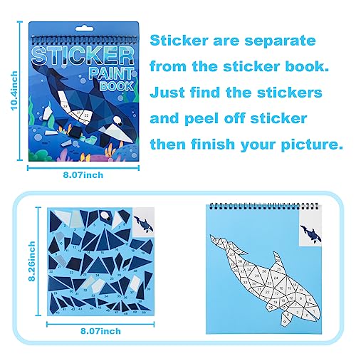 AEAHALY Paint by Sticker Books for Kids Ages 4-8 – Reusable Sticker Set with Dinosaur, Ocean, Animal, Ice Cream, and Donut Themes (3-Pack)