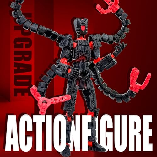 Aesinos T13 Action Figure – 3D Printed Multi-Jointed Nova 13 Robot, 5.5 Inch Black Purple, Fully Assembled with Accessories