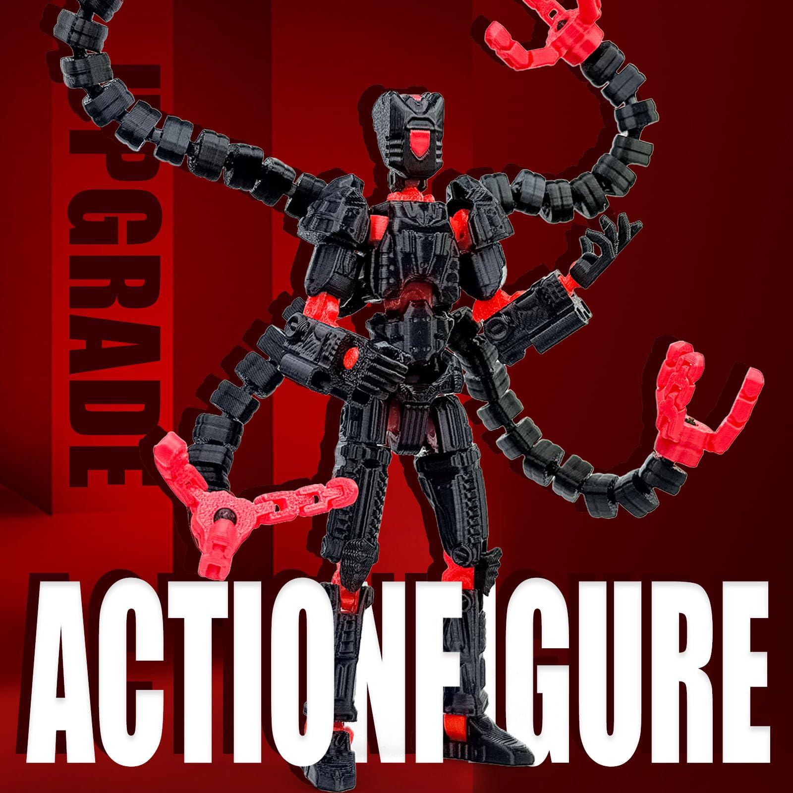 Aesinos T13 Action Figure – 3D Printed Multi-Jointed Nova 13 Robot, 5.5 Inch Black Purple, Fully Assembled with Accessories