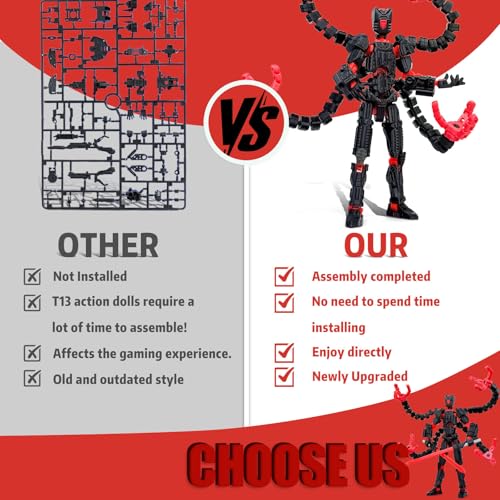 Aesinos T13 Action Figure – 3D Printed Multi-Jointed Nova 13 Robot, 5.5 Inch Black Purple, Fully Assembled with Accessories