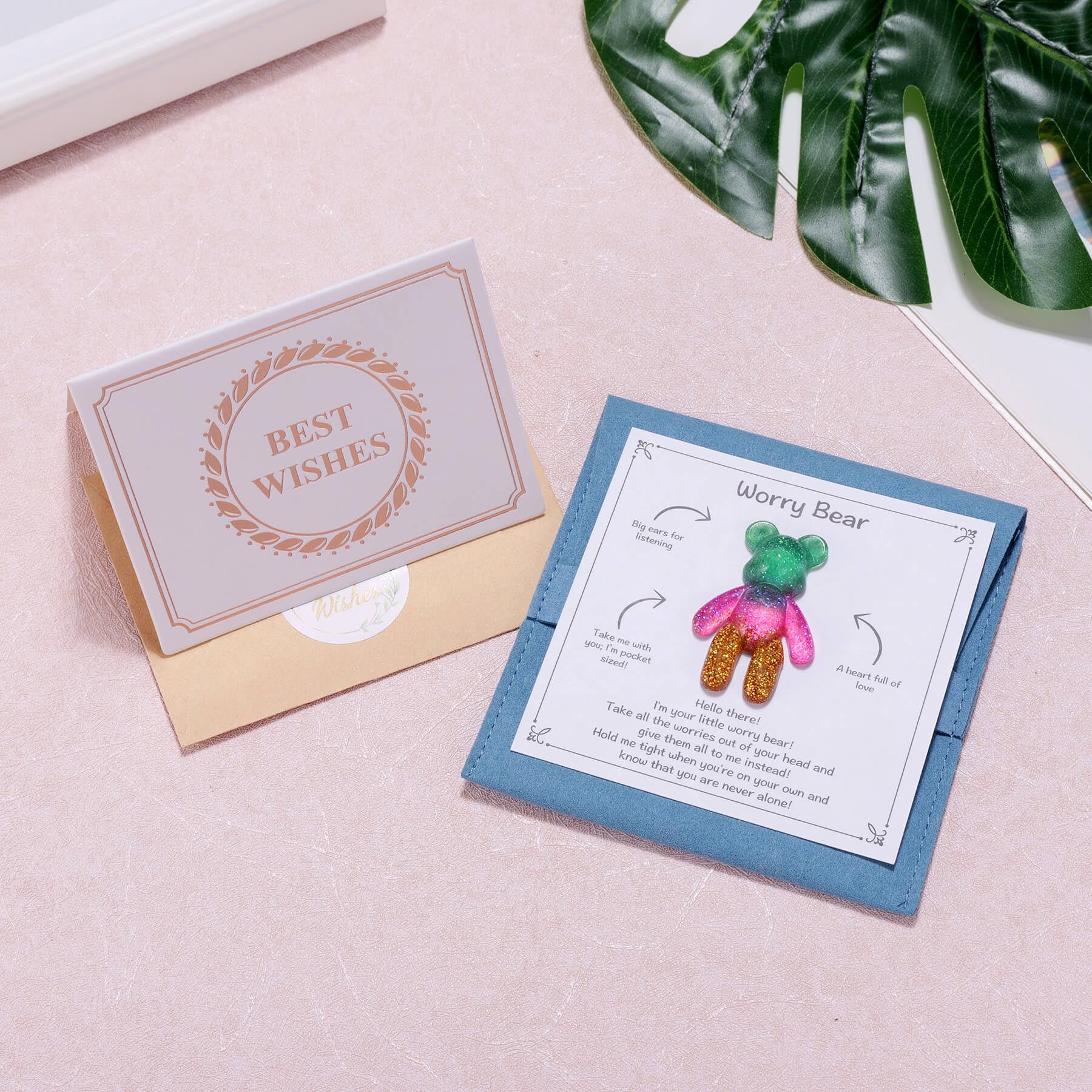 Aesnefe Pocket Bear Hug – Anxiety Relief Gift with Worry Card