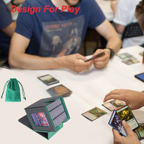 AFIING Commander Deck Box – Holds 100 Double-Sleeved Cards with Side Window and Dice Bag