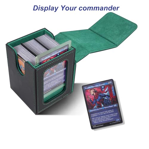 AFIING Commander Deck Box – Holds 100 Double-Sleeved Cards with Side Window and Dice Bag