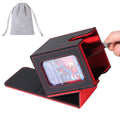 AFIING MTG Commander Deck Box for 100 Double-Sleeved Cards – Black/Red PU Leather with Window, Dividers, Drawstring Bag & Toploader