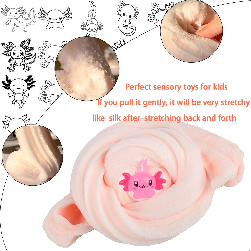 Afofall Axolotl Cloud Slime - 8 oz Pre-Made Scented Slime with Resin Charm & Add-Ins
