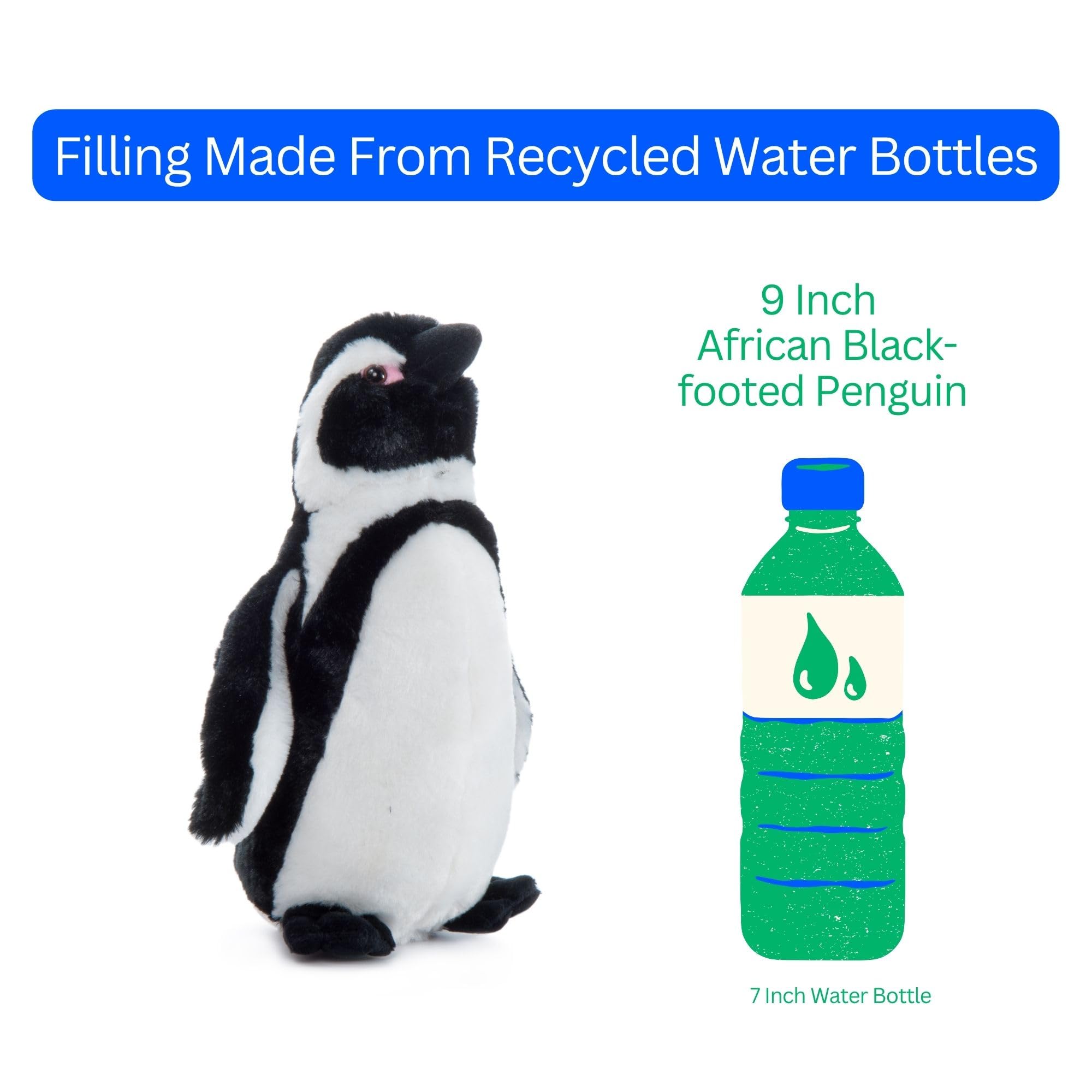 African Blackfoot Penguin Stuffed Animal 9 Inch Plush Toy by The Petting Zoo - Eco-Friendly Wild Onez Gift for Kids