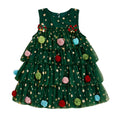 Afunbaby Toddler Girl Christmas Dress with Sequin Pompom Tulle Tutu and Jingle Bell