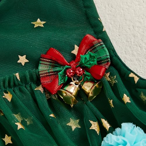 Afunbaby Toddler Girl Christmas Dress with Sequin Pompom Tulle Tutu and Jingle Bell
