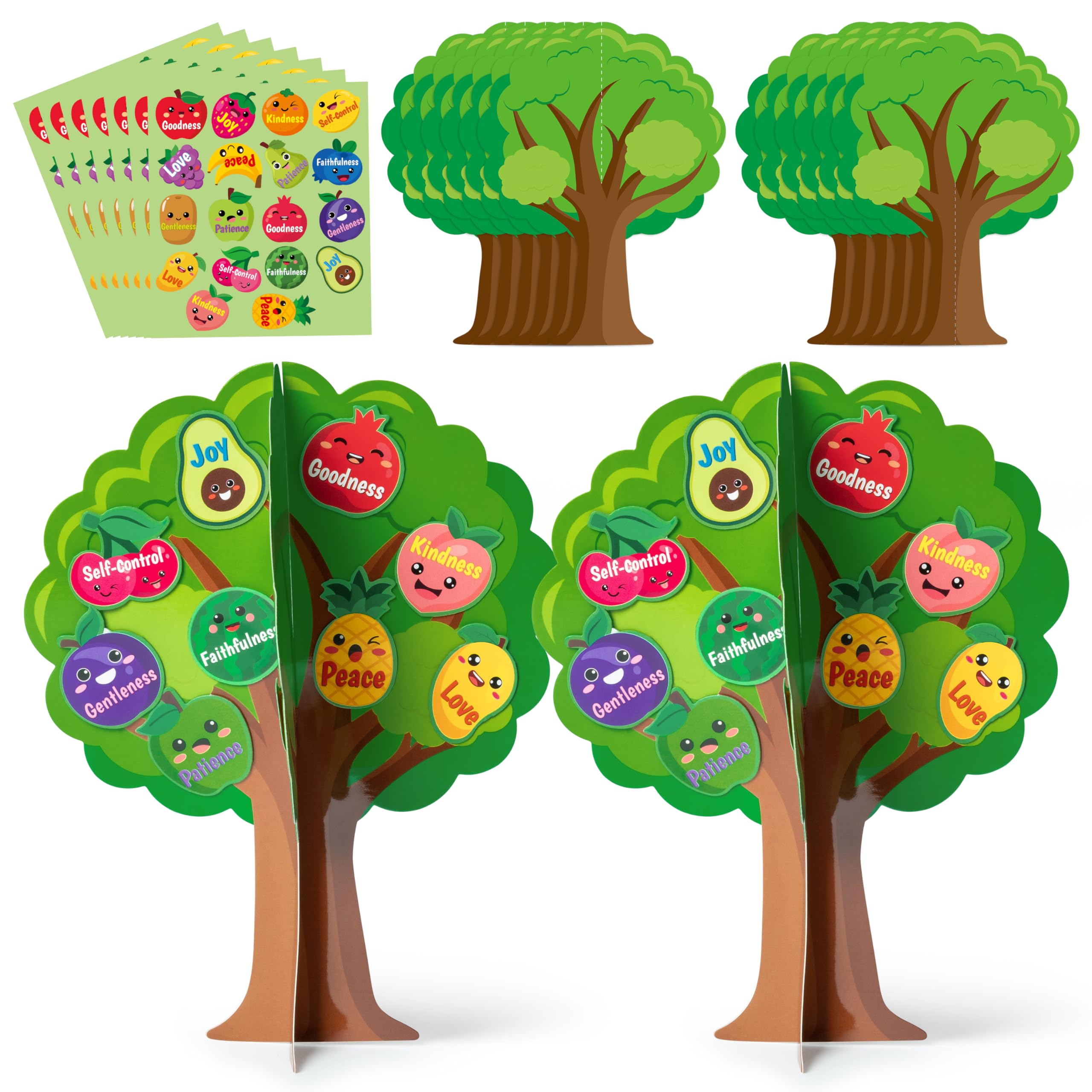 Aginc Berry 16-Piece Fruit Bible Trees DIY Craft Kit for Kids - Christian Religious Sunday School Activity