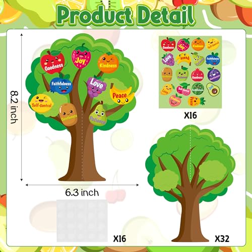 Aginc Berry 16-Piece Fruit Bible Trees DIY Craft Kit for Kids - Christian Religious Sunday School Activity