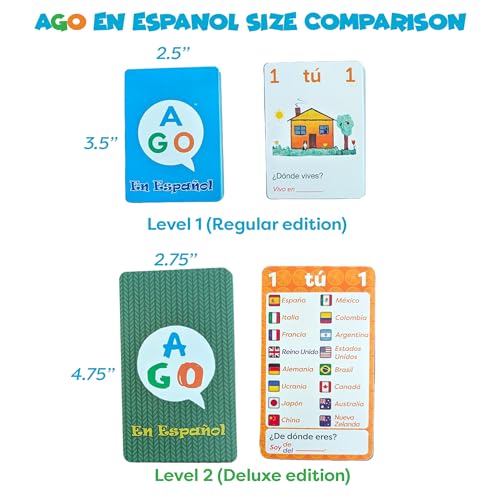 AGO en Español 2 Deluxe Edition: Spanish Learning Card Game with 36 Illustrated Questions – Boost Vocabulary & Grammar Through Conversation