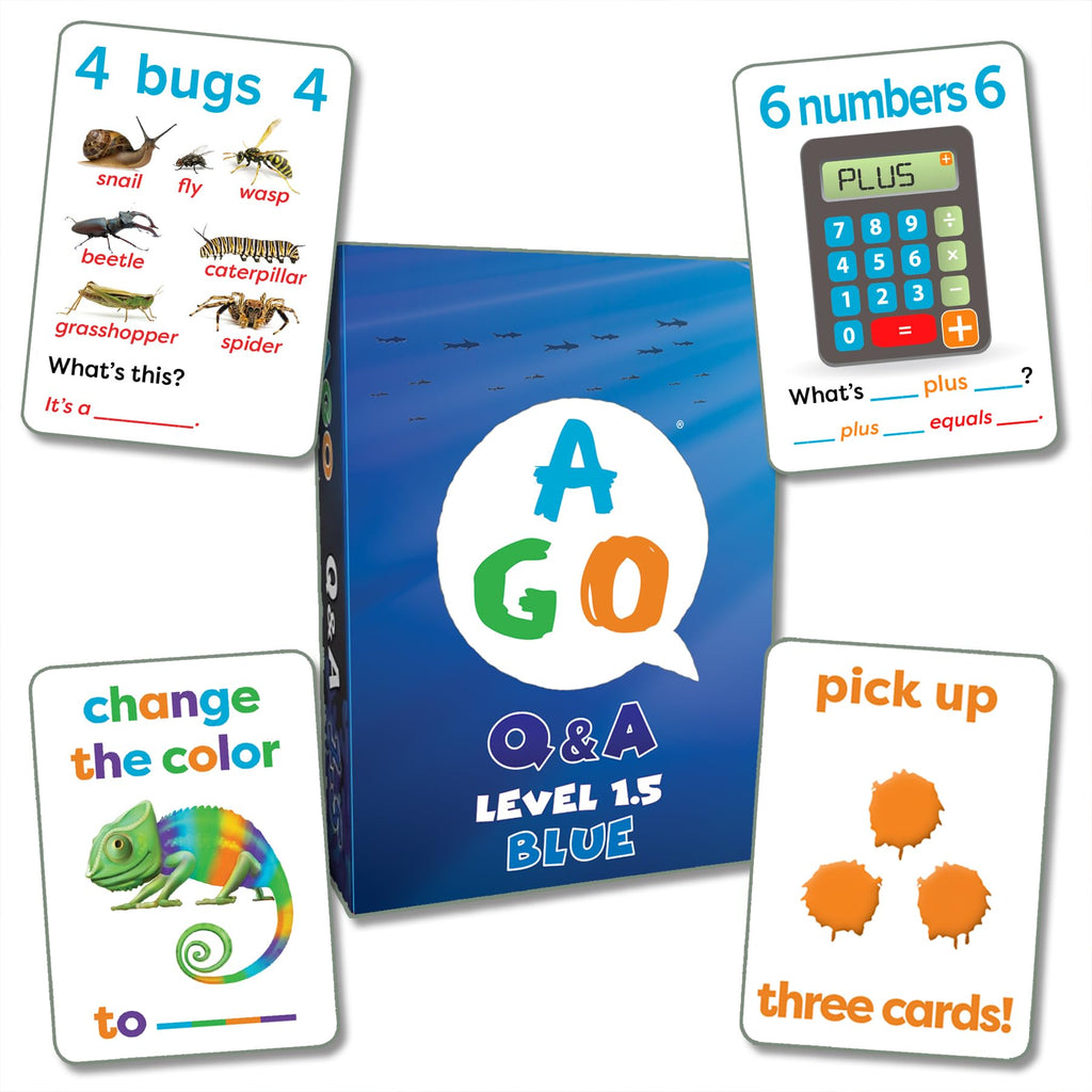 AGO Q&A Blue ESL Card Game Level 1.5 – 54 Cards for English Conversation Practice